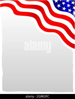 American abstract flag corner wave pattern border with an empty space for text. Stock Vector