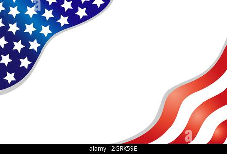 Abstract USA flag wave pattern frame border with empty space for your text. Stock Vector