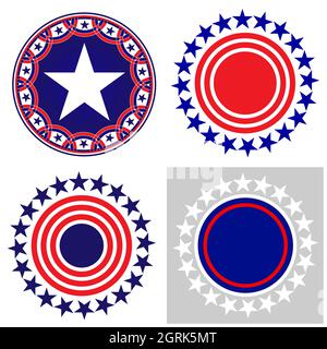 American flag symbols signs with stars icon set isolated Stock Vector
