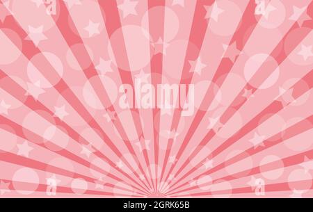 Pink red radiant festive bokeh stars rays christmas background banner. Stock Vector