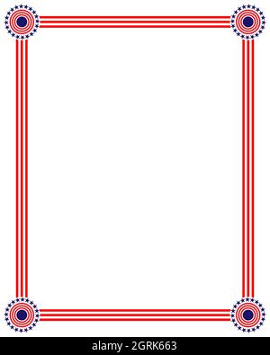 American abstract flag symbols border frame design template with empty space for your text. Stock Vector