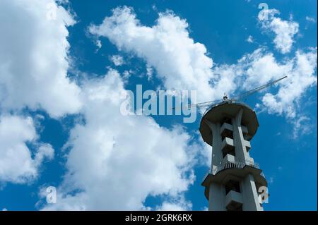 Tall building under construction in the city Stock Photo