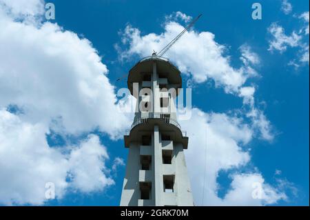 Tall building under construction in the city Stock Photo