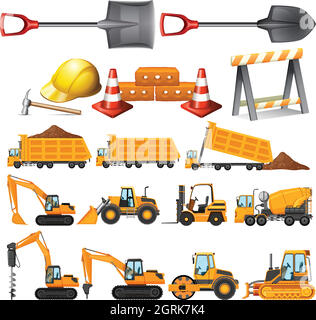 Set of construction vehicles Stock Vector