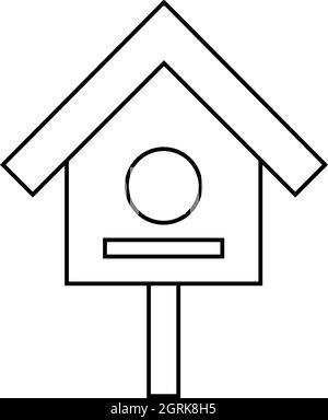 Bird house icon, outline style Stock Vector