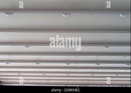 Window, shutter, closed, sill, railing, security Stock Photo