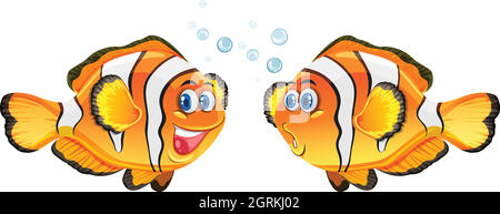 Cute clownfish on white background Stock Vector