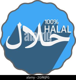 100 percent HALAL sticker or label with arabic script for word halal Stock Vector