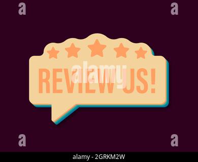 Review us user rating concept. Review and rate us stars retro icon. Business concept. Vector illustration. Stock Vector