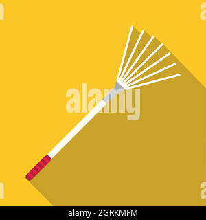 Rake icon, flat style Stock Vector