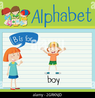 Flashcard Letter B Is For Boy Stock Vector Image & Art - Alamy