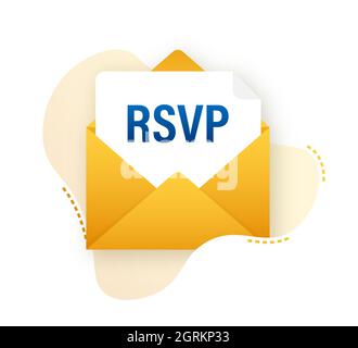 RSVP mail icon. Please respond to mail linear sign. Vector stock illustration. Stock Vector