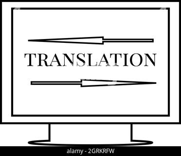 Translation on monitor icon, outline style Stock Vector