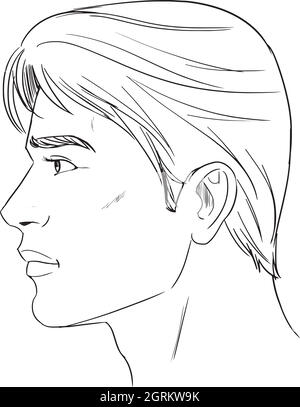 Man face and head profile diagram (without hair), eyes open and closed ...