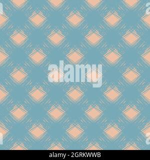 Diagonal scrim linen weave texture vector pattern. Seamless duotone blue pink woven yarn effect backdrop with scribbled strands of overlapping slanted Stock Vector