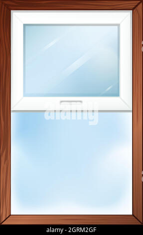 A window with wooden frame Stock Vector