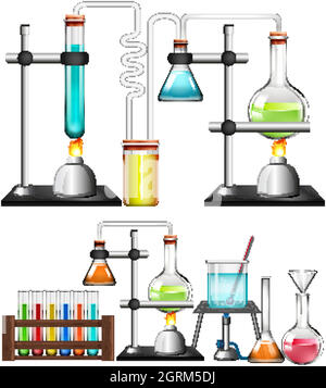 Set of science equipments on white background illustration Stock Vector ...