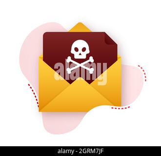 Red email virus. Virus, piracy, hacking and security, protection. Vector stock illustration. Stock Vector