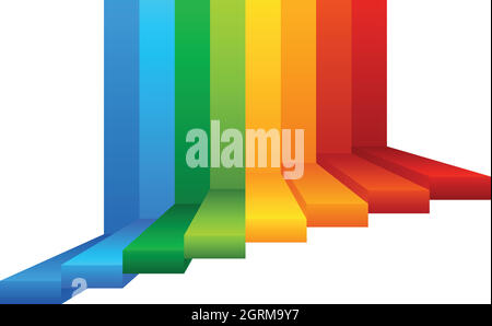 A Colourful Stairway on White Background Stock Vector