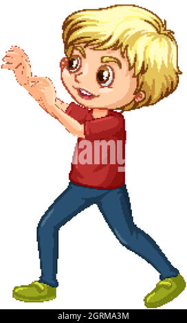 Boy in red shirt on white background Stock Vector