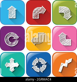 Buttons with different arrows Stock Vector