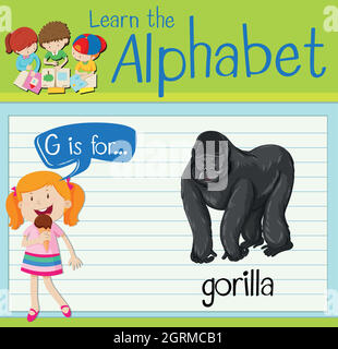 Flashcard letter G is for gorilla Stock Vector