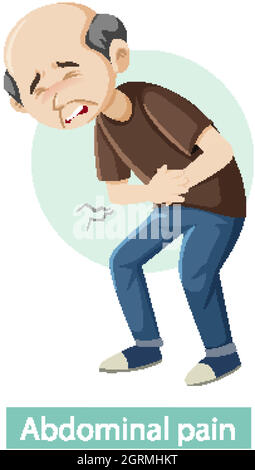 Cartoon character with abdominal pain symptoms Stock Vector