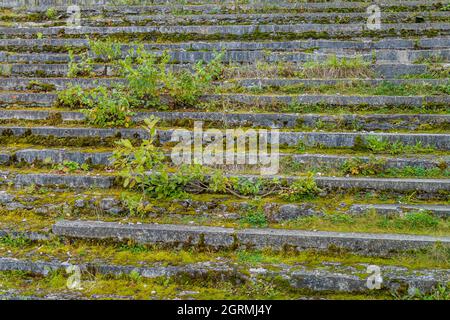 Ruined stairs at an old Soviet sports and cultural complex Linnahall in Tallinn, Estonia Stock Photo