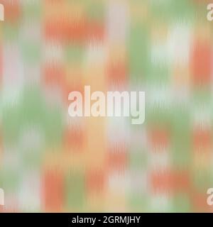 Seamless blurred ombre fuzzy tribal chic ikat pattern for surface design and print. Vector textile illustration. Multicolored spots boho of color in a Stock Vector