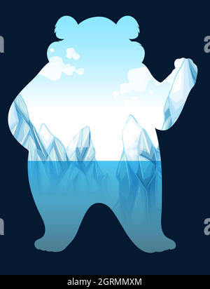 Save the wold sign with polar bear Stock Vector