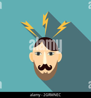 Angry man icon, flat style Stock Vector