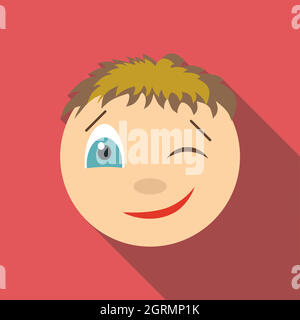 Winking icon, flat style Stock Vector