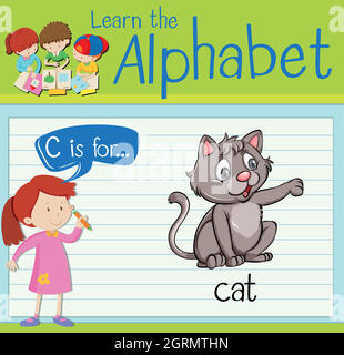 Flashcard letter C is for cat Stock Vector