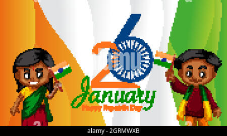 Flat Happy Indian Republic Day Celebration Poster Or Banner Background  Royalty Free SVG, Cliparts, Vectors, and Stock Illustration. Image  135812660.