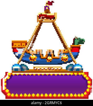 Sign template with pirate ship ride on top Stock Vector