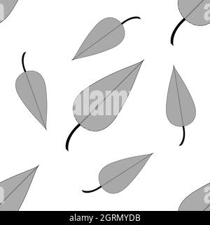 Beautiful leaves line art isolated on white background is in Seamless pattern Stock Vector