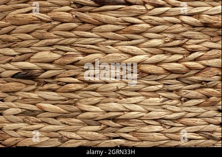 Wicker basket, knitted, wooden, woven. Stock Photo