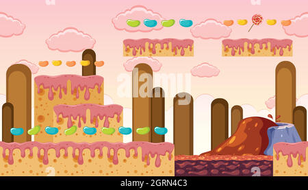 Sweet Dessert Land Game Template Stock Vector