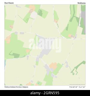Rue Haute, Walloon Brabant Province, Belgium, Wallonia, N 50 38' 56'', E 4 7' 50'', map, Timeless Map published in 2021. Travelers, explorers and adventurers like Florence Nightingale, David Livingstone, Ernest Shackleton, Lewis and Clark and Sherlock Holmes relied on maps to plan travels to the world's most remote corners, Timeless Maps is mapping most locations on the globe, showing the achievement of great dreams Stock Photo