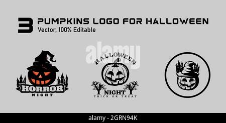 collection pumpkin logo or pumpkin  icon for for halloween, Halloween icon set,symbol and vector,Can be used for web, print and mobile Stock Vector