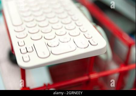 Computer keyboard, pc keys, input, enter, backlit keys Stock Photo