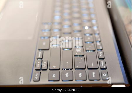 Computer keyboard, pc keys, input, enter, backlit keys Stock Photo