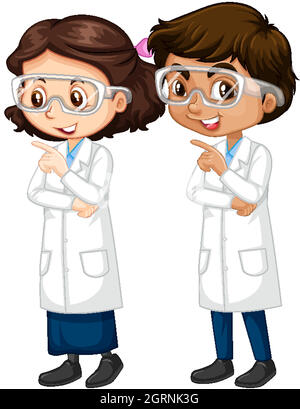 Boy and girl in science gown standing Stock Vector