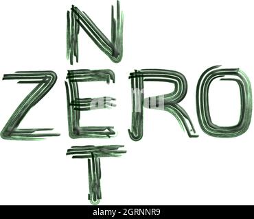Net Zero, word in green text on shite background. Vector illustration Stock Vector