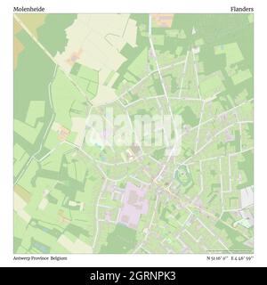 Molenheide, Antwerp Province, Belgium, Flanders, N 51 16' 0'', E 4 46' 59'', map, Timeless Map published in 2021. Travelers, explorers and adventurers like Florence Nightingale, David Livingstone, Ernest Shackleton, Lewis and Clark and Sherlock Holmes relied on maps to plan travels to the world's most remote corners, Timeless Maps is mapping most locations on the globe, showing the achievement of great dreams Stock Photo