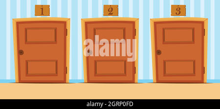 Doors with numbers in the house Stock Vector
