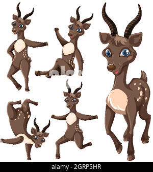 Set of deer cartoon character Stock Vector