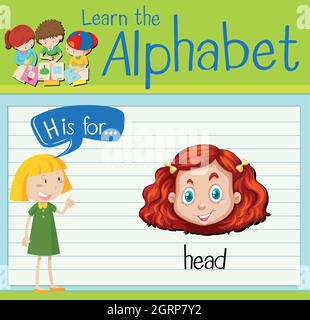 Flashcard letter H is for head Stock Vector