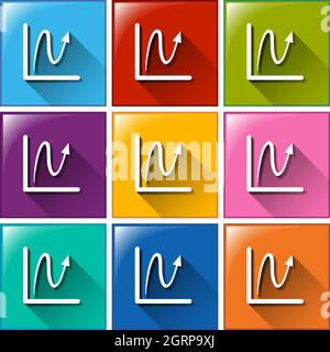 Buttons with line graphs Stock Vector