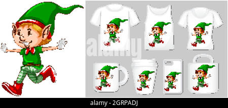 Christmas Theme With Elf On Product Templates Stock Vector Image Art Alamy